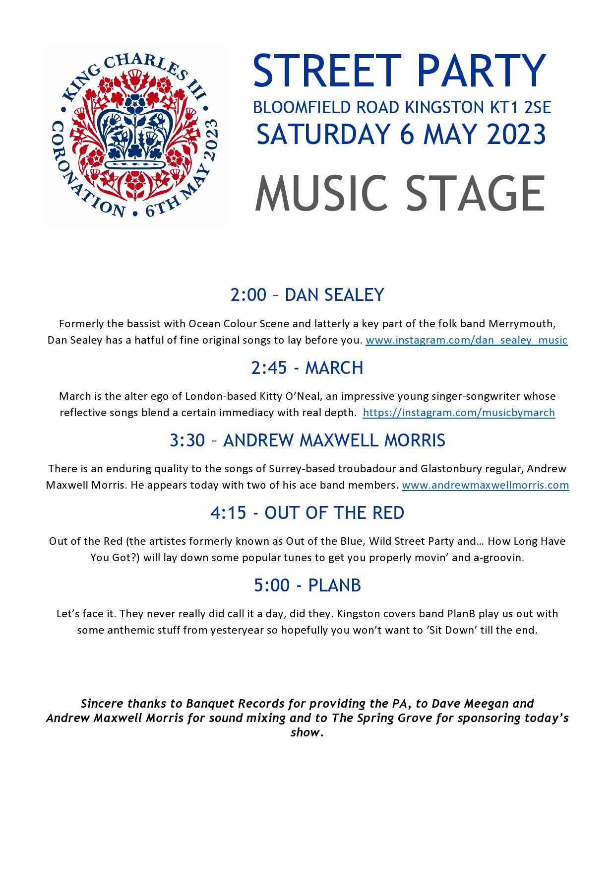 stage programme